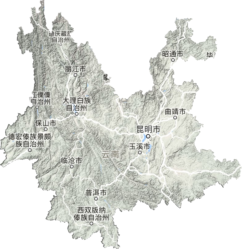 云南省地形地图
