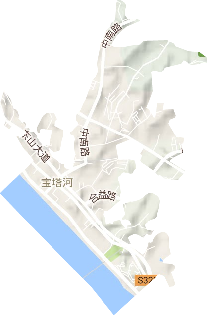 宝塔河街道地形地图
