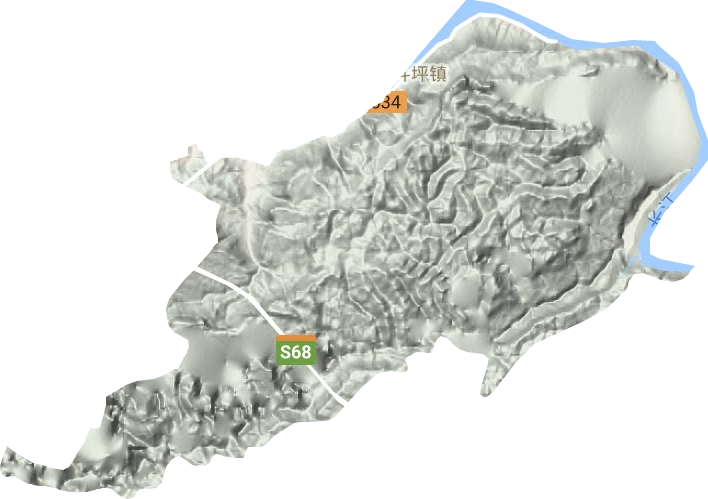 三斗坪镇地形地图