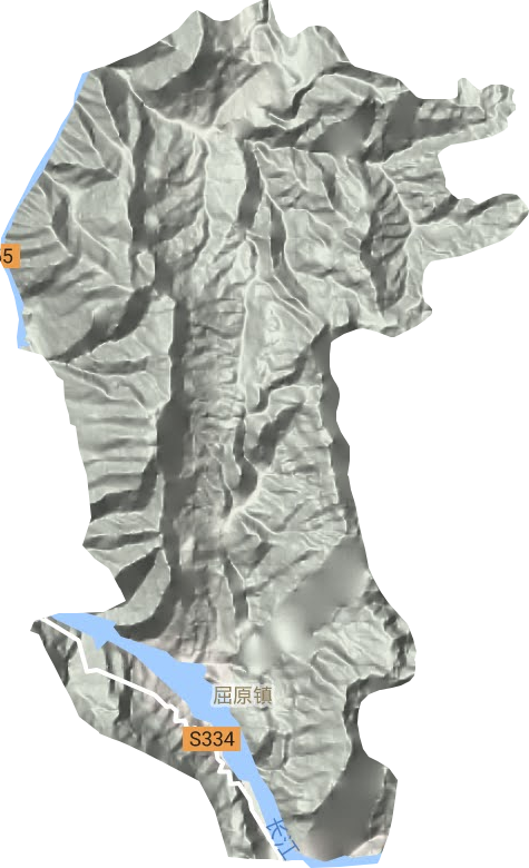 屈原镇地形地图