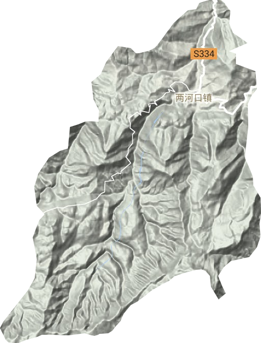 两河口镇地形地图