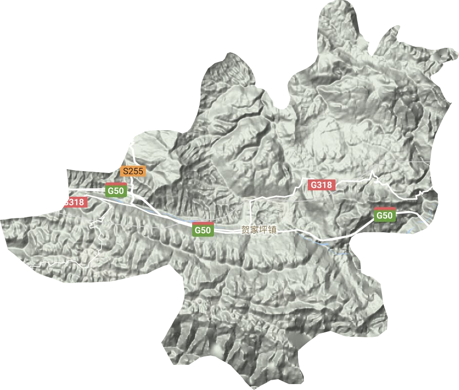 贺家坪镇地形地图