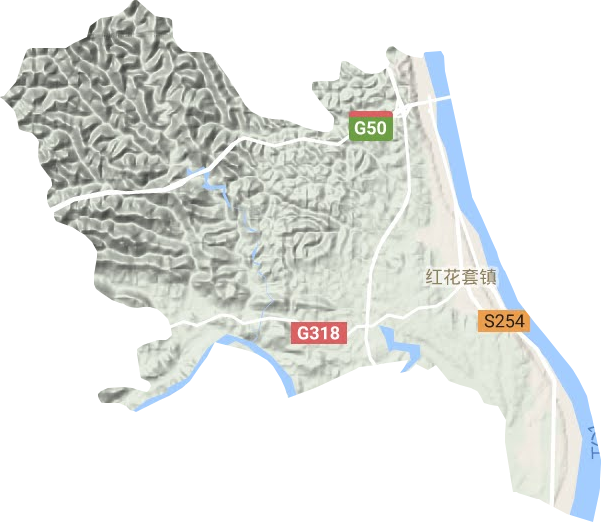 红花套镇地形地图