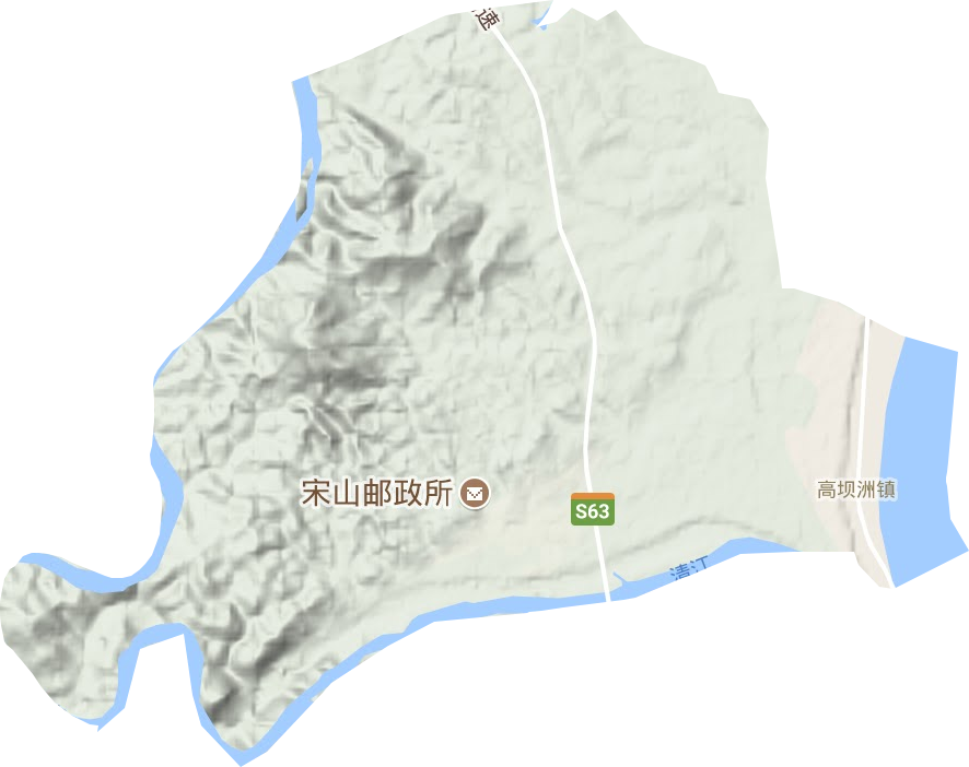 高坝洲镇地形地图
