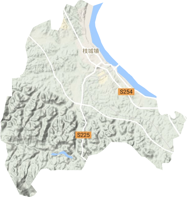 枝城镇地形地图