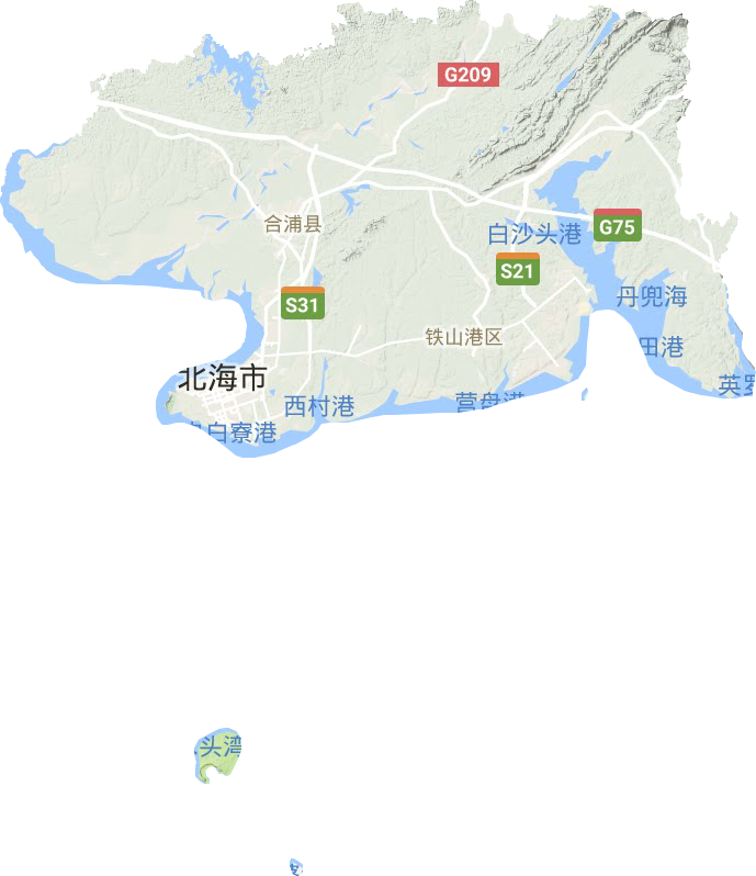 北海市地形地图