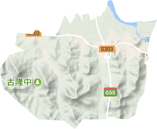 隆中街道地形地图
