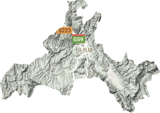 马良镇地形地图