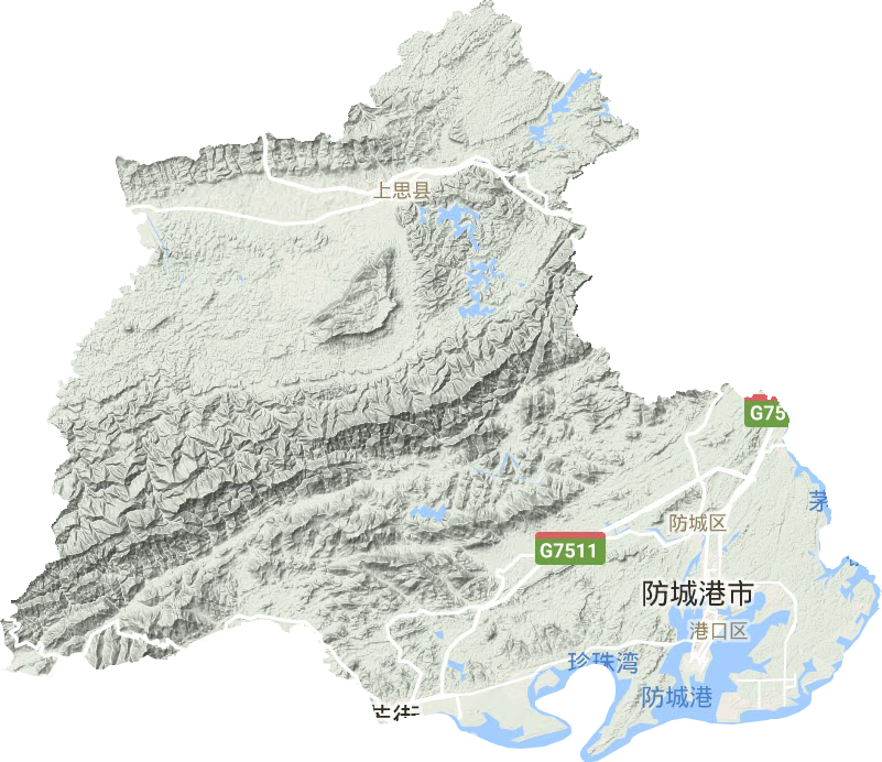 防城港市地形地图