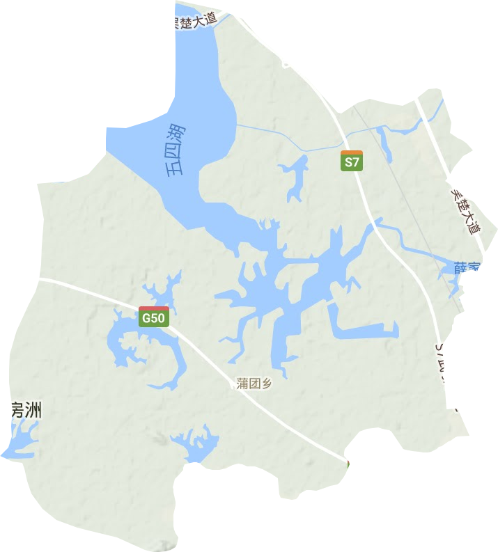 蒲团乡地形地图