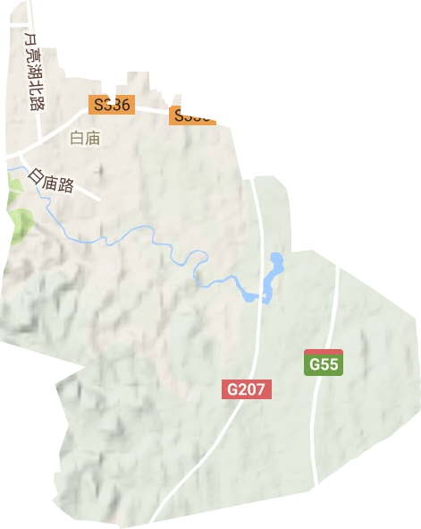 白庙街道地形地图