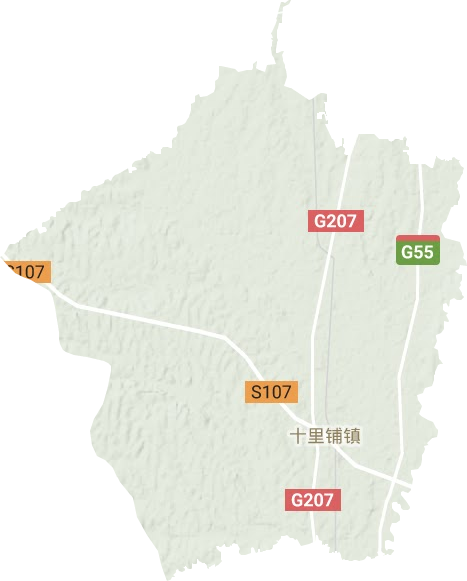 十里铺镇地形地图