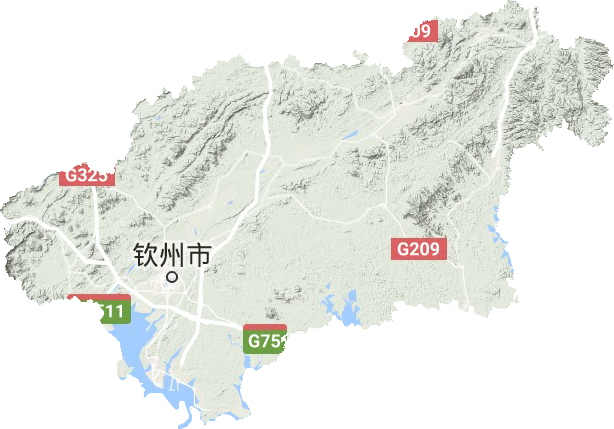 钦州市地形地图