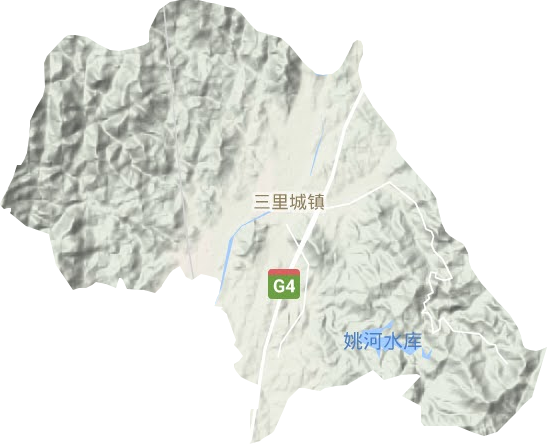 三里镇地形地图