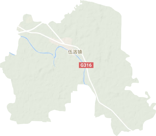 伍洛镇地形地图