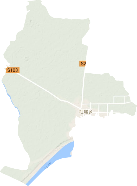 红城乡地形地图