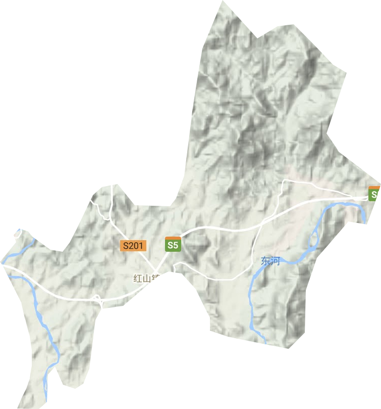 红山镇地形地图