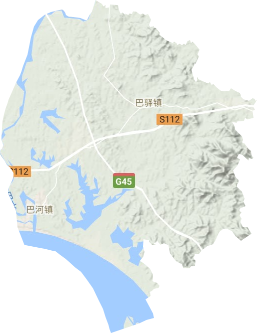 巴河镇地形地图