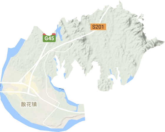 散花镇地形地图