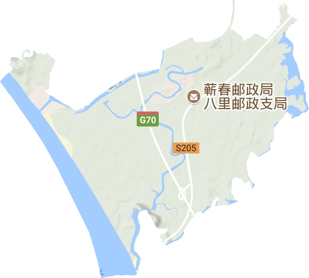 八里湖农场地形地图