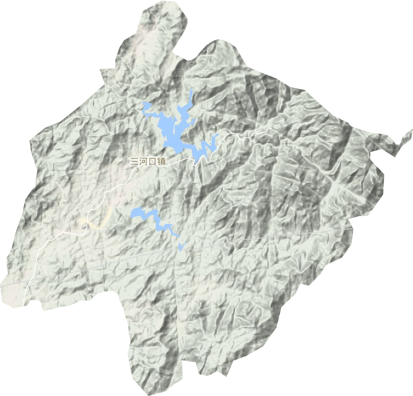 三河口镇地形地图