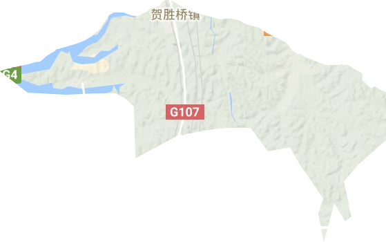 贺胜桥镇地形地图