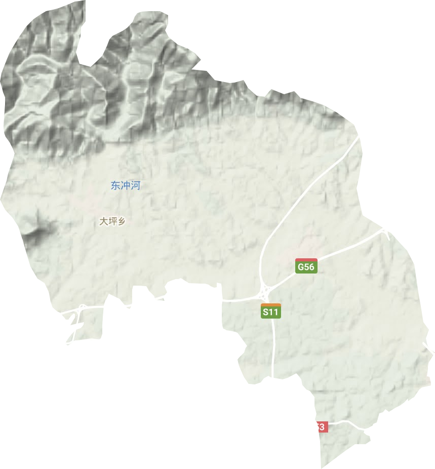 大坪乡地形地图