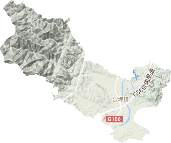 沙坪镇地形地图