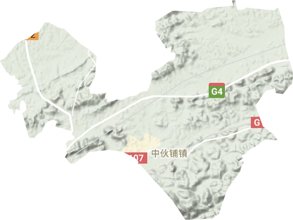 中伙铺镇地形地图