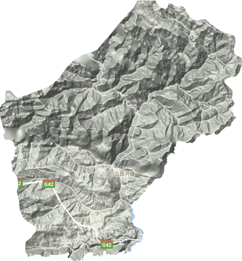 沿渡河镇地形地图