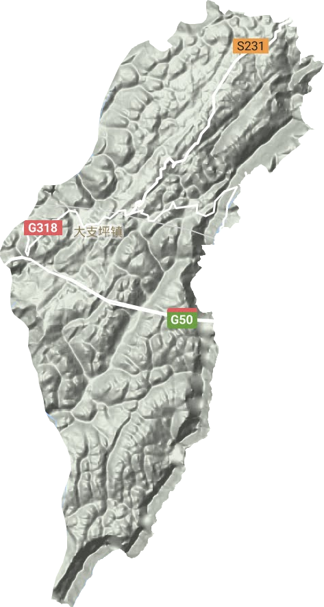 大支坪镇地形地图