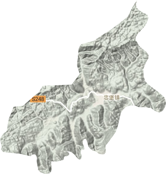 忠堡镇地形地图