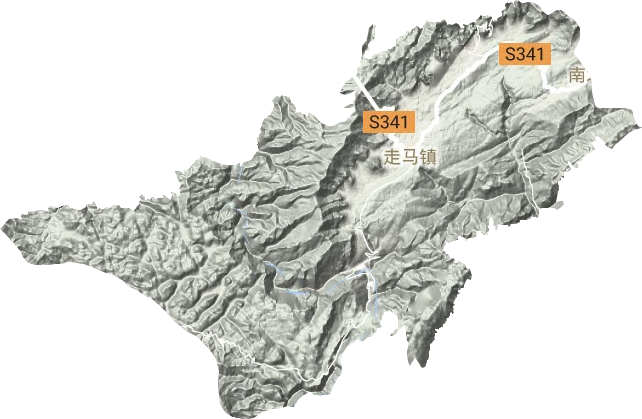 走马镇地形地图