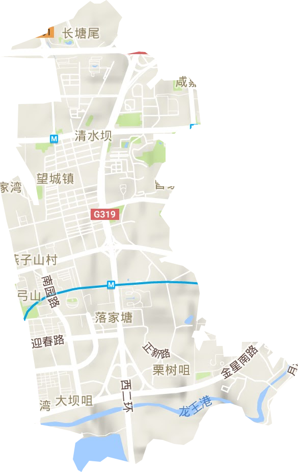 望城坡街道地形地图