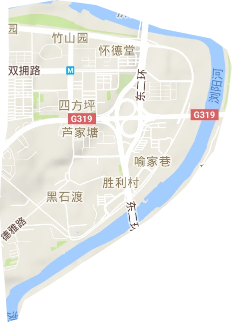 四方坪街道地形地图