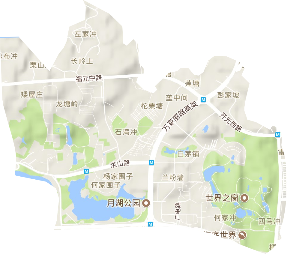 洪山街道地形地图