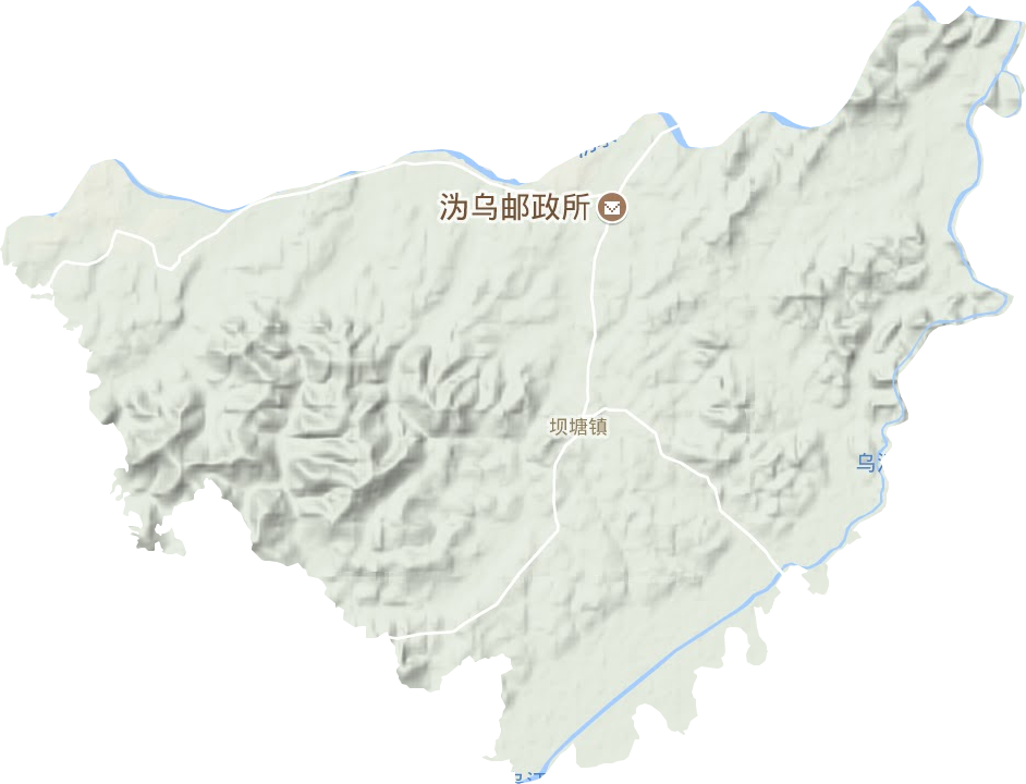 坝塘镇地形地图