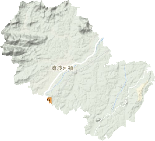 流沙河镇地形地图