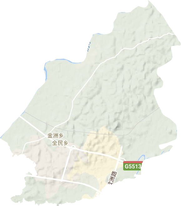 金洲镇地形地图