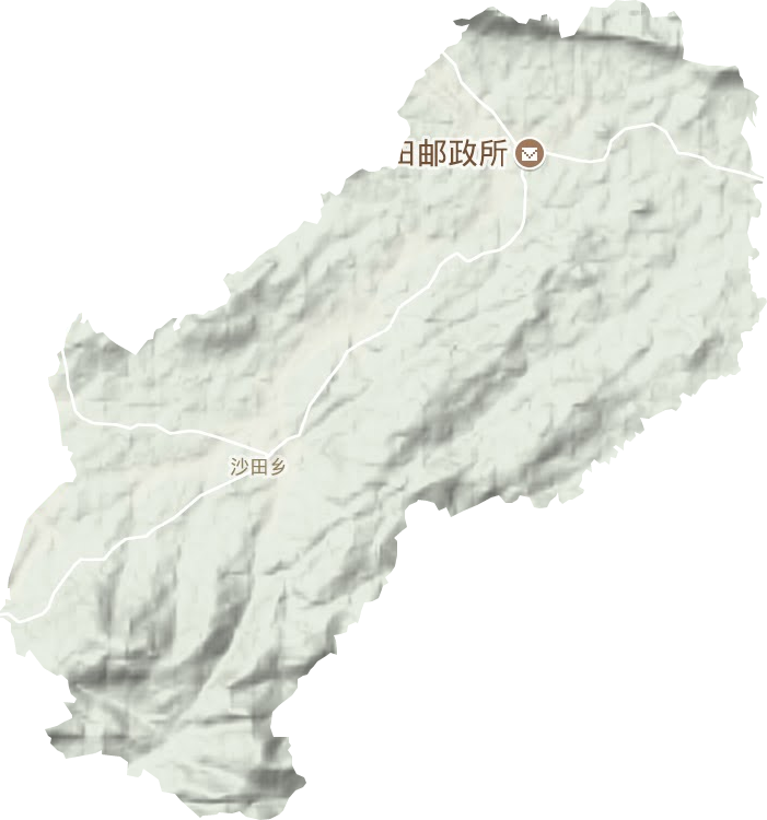 沙田乡地形地图