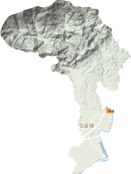 沿溪镇地形地图