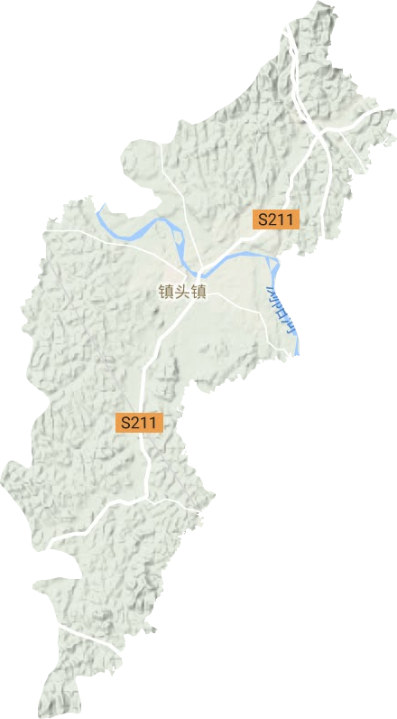 镇头镇地形地图