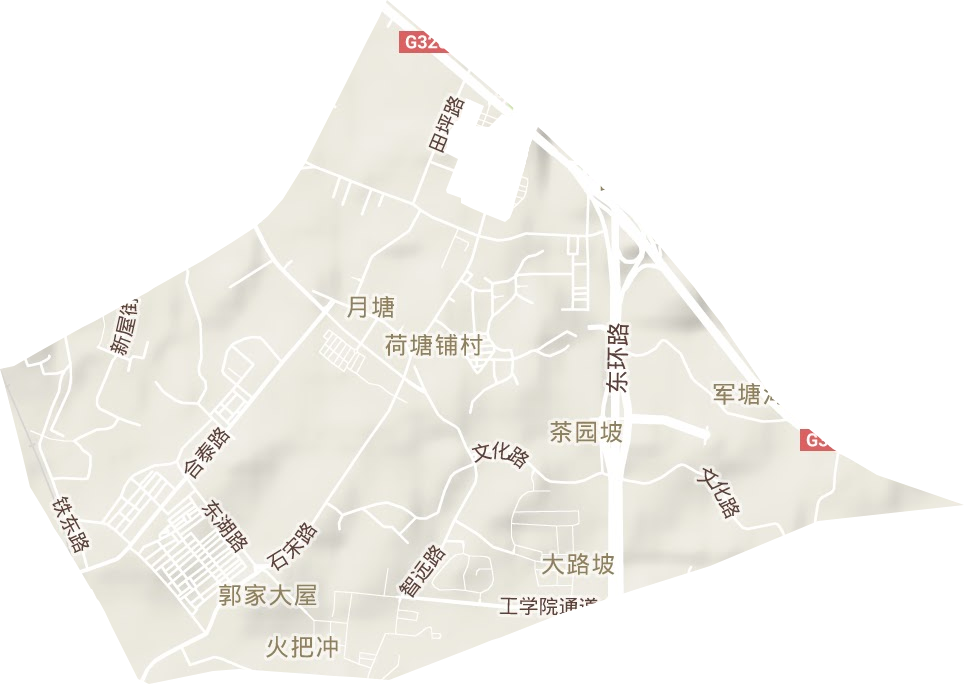 月塘街道地形地图