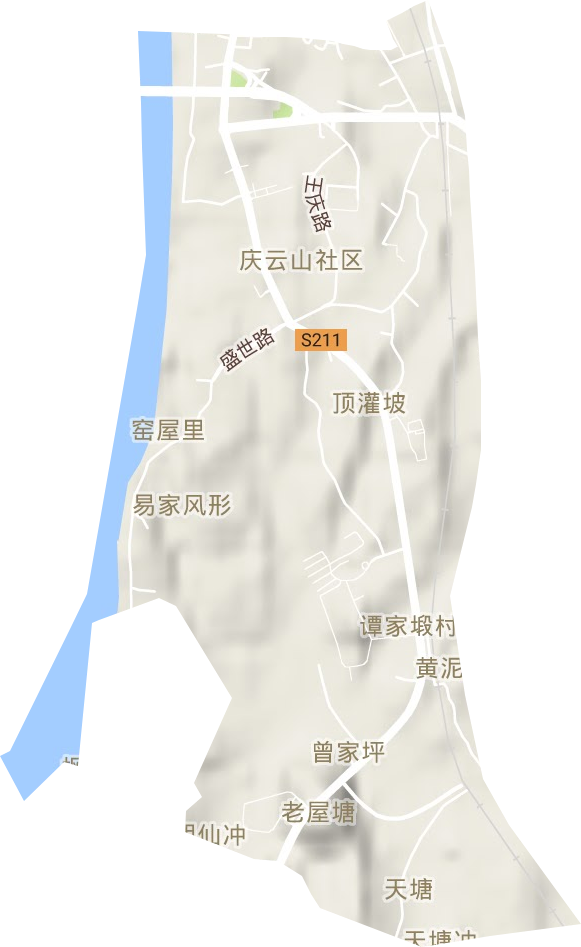 庆云街道地形地图