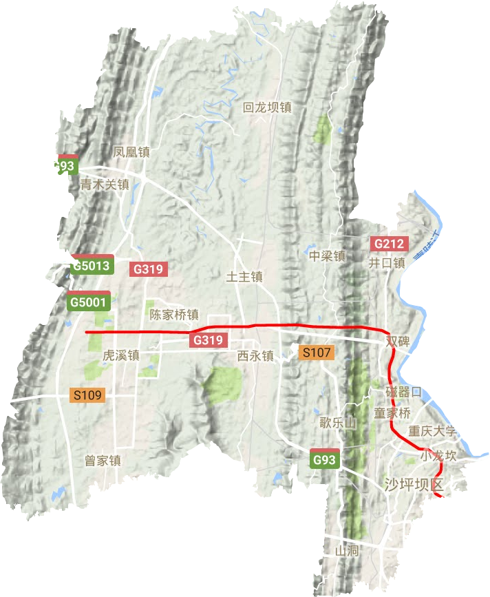 沙坪坝区地形地图