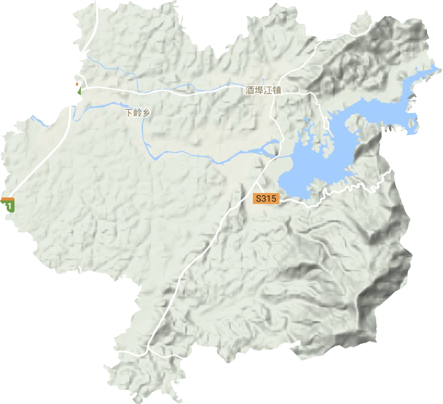 酒埠江镇地形地图