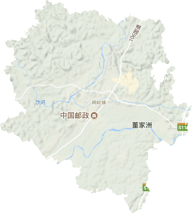 网岭镇地形地图
