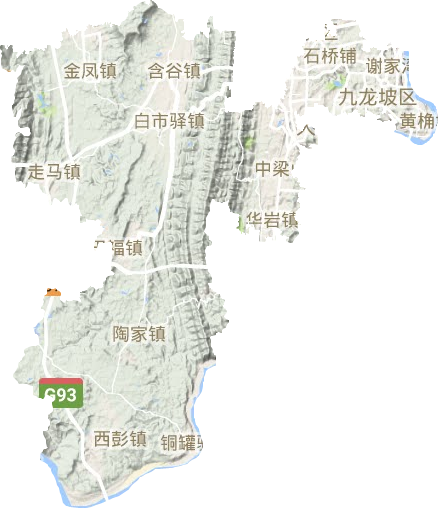 九龙坡区地形地图