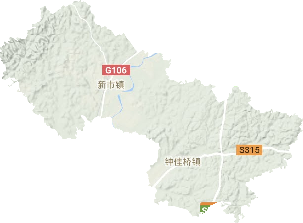新市镇地形地图