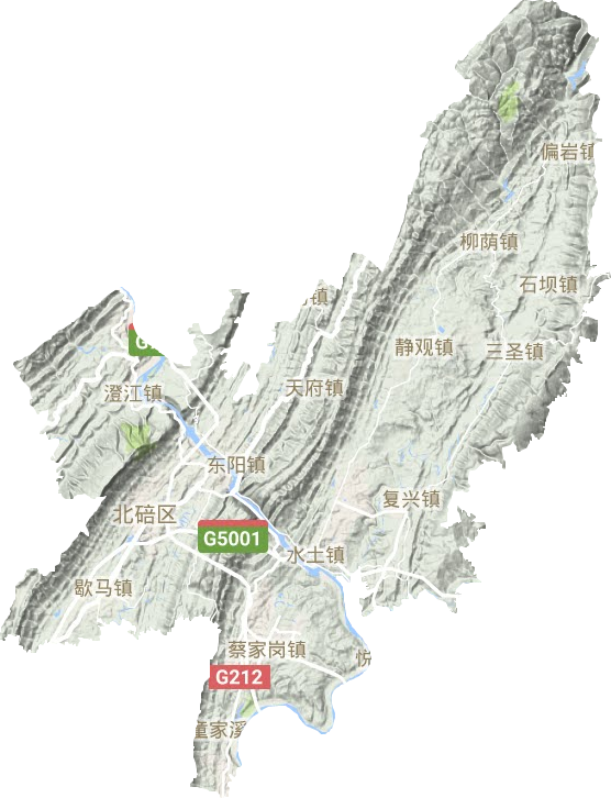 北碚区地形地图